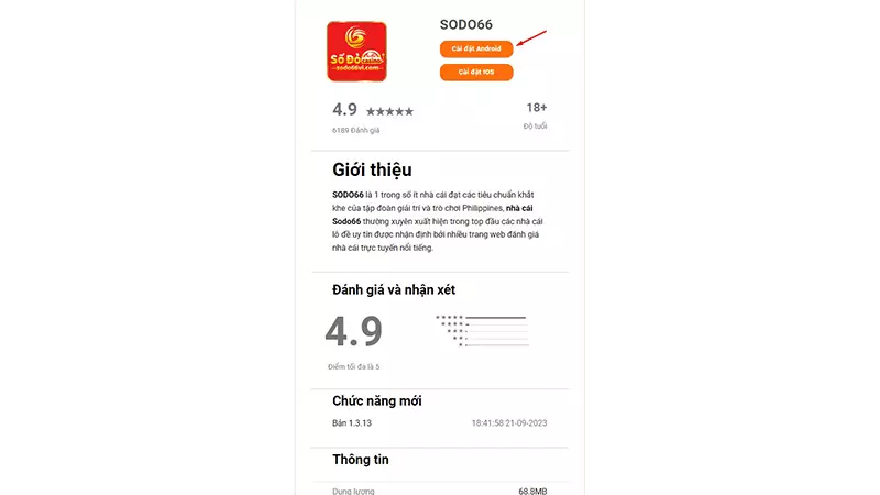 Hướng dẫn tải app sodo66 cho điện thoại Android