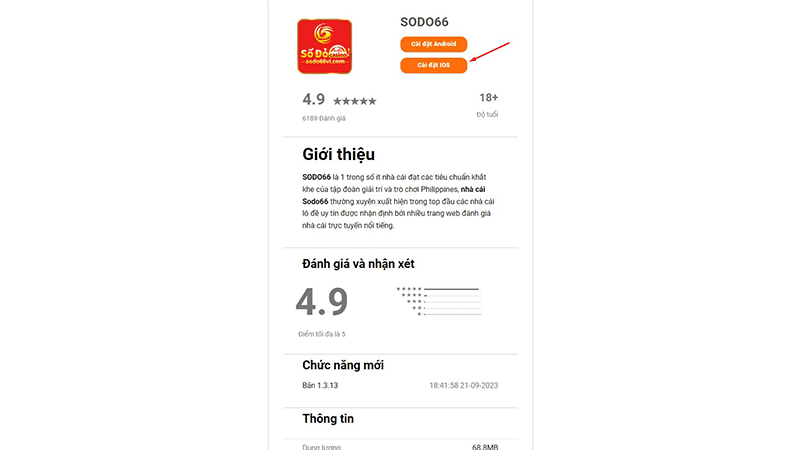 Hướng dẫn tải app sodo66 cho điện thoại iphone