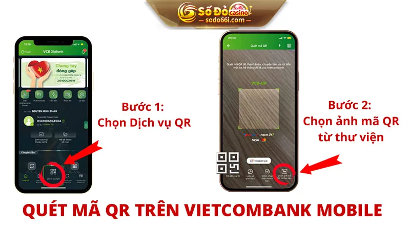 Cách quét mã QR trên Vietcombank Mobile